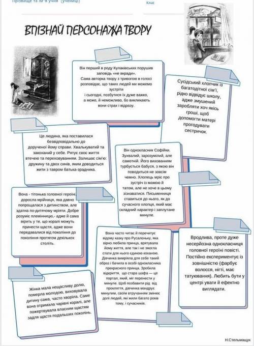 Персонажи из рассказа Русалонька з 7-В