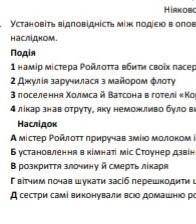 Установіть відповідність між подією в оповіданні і наслідком) 