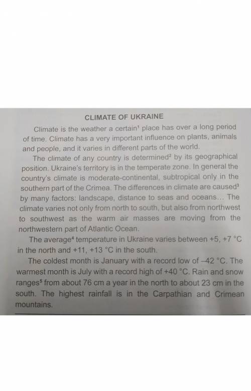 К этому тексту (Climate of Ukraine) сложить 10 вопросов разного типа(на английском , очень надо