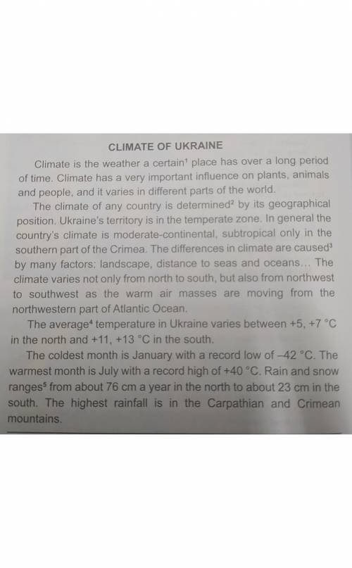 К этому тексту (Climate of Ukraine) сложить 10 вопросов (на английском , очень надо 