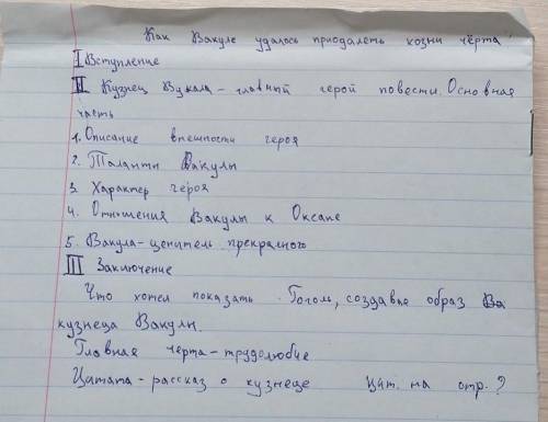 Написать сочинение по данному плану