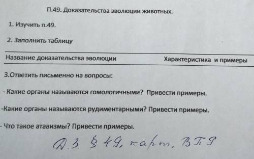 Карточка по биологиии 7 класс/самостоятельная работа