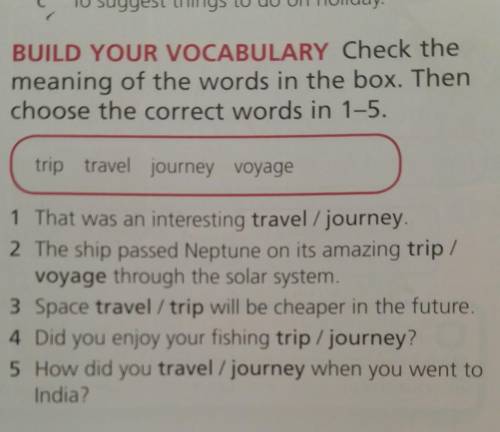 Check meaning of the words in the box. Then choose the correct words in 1-5