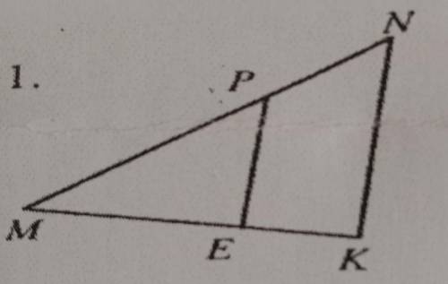 Дано: PE||NK, MP = 4M, MN = 6M, ME = 3M.Найти: a) MK; б) NK: PE; в) SMEP : SMKN.