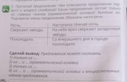 Потемнело КапелькиПодчеркни грамматическую основу предложений.5. Прочитай предложения. Чем отличаютс