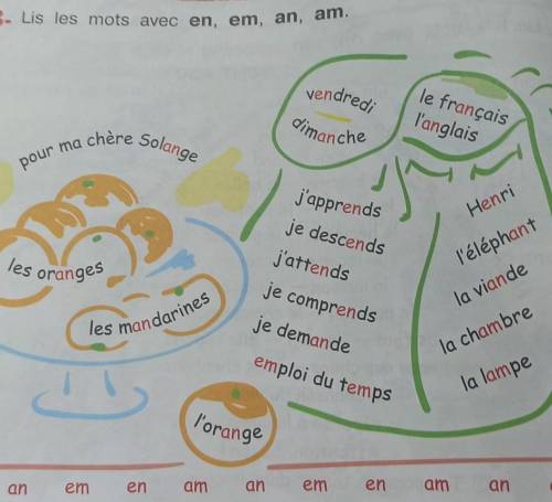 13. Lis les mots avec en, em, an, am.