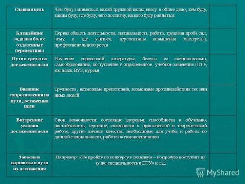 Написать личный пример из Личного профессионального плана