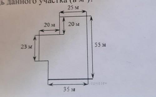 На рисунке изображён план земленого участка. какова площадь данного участка? (в м²)