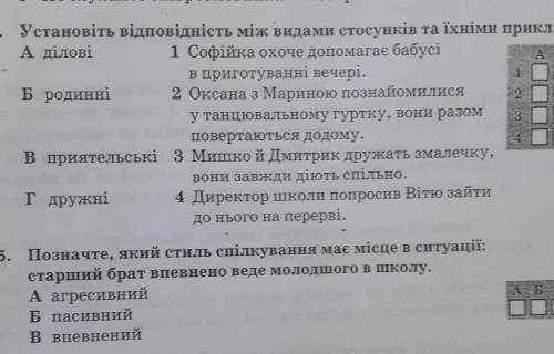 Установіть відповідність між видами