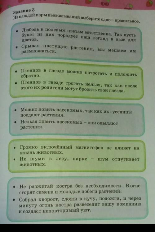 Из каждой пары высказываний выберите одно правильное