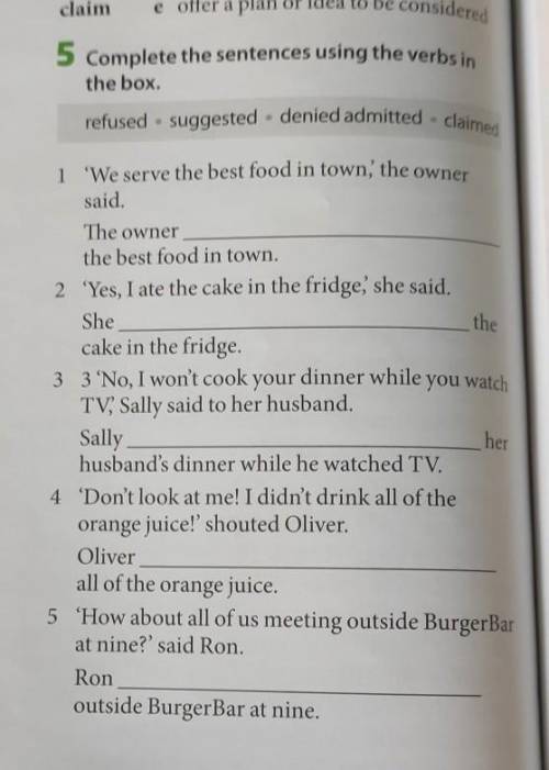 Complete the sentences using the verbs inthe box.​