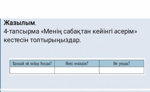 необходимо заполнить таблицу