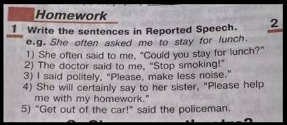 Write the sentences in Reported speech​