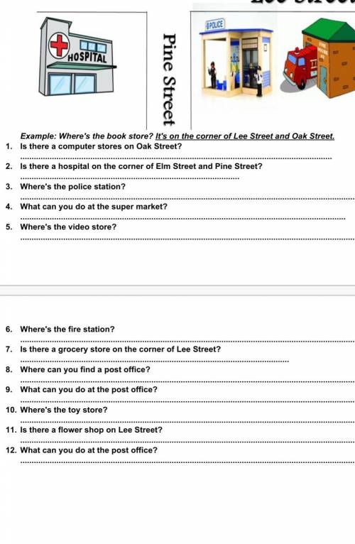 Example: Where's the book store? t's on the corner of Lee Street and Oak Street