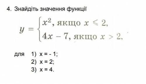 Знайдіть значения функції