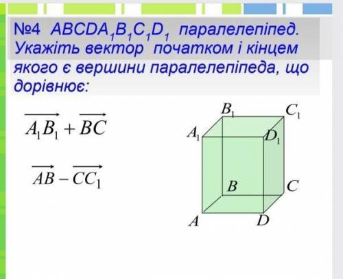 Укажите векторы началом и концом которого является вершины параллелепипеда, что равен: (фото)​