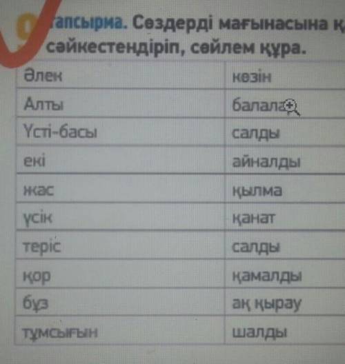 9-тапсырма.Создерди магынасына карай сайкестендирип сойлем кура
