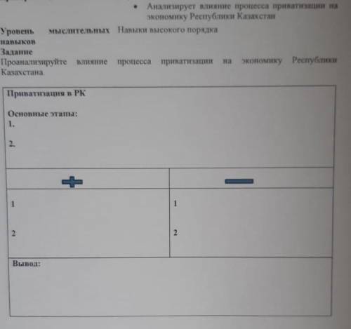Проанализируйте влияние процесса приватизации на экономику республики Казахстана 