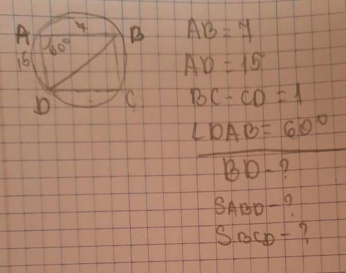 надоAB=7AD=15BC-CD=1<DAB=60°BD-?S ABC-?S BCD-?