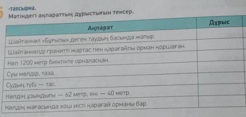 5- тапсырма, 114- бет. Мәтіндегі ақпараттың дұрыстығын тексер. 