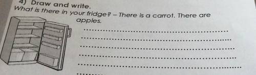 4) Draw and write.What is there in yourfridge ? - There is a carrot. There areapples.