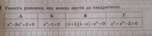 Укажіть рівняння яке можно звисти до квадратного