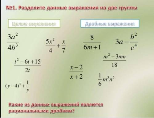 Разделите данные выражения на две группы . какие из данных выражений являются рациональными