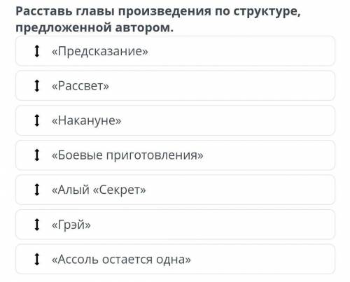 Расставь главы произведения по структуре, предложенной автором.