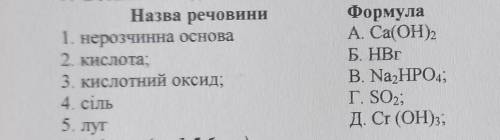 9. Встановіть відповідність між класом речовини та її хімічною формулою: