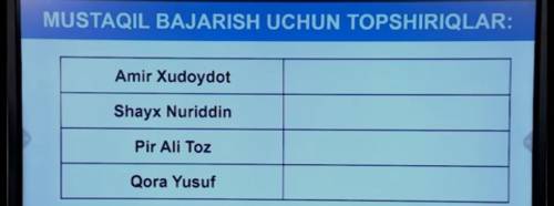 7-sinf ozbekiston tarixi Yordam bervorila iltimos