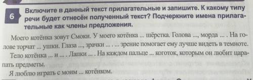 Включите в данный текст прилагательные и запишите. К какому типу речи будет отнесён полученный текст