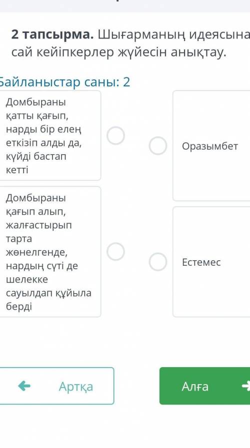 Шығарманың идеясынасай кейіпкерлер жүйесін анықтау.
