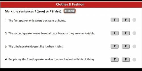 Clothes & Fashion Mark the sentences T(true) or F (false). CHECK 1 The first speaker only wears