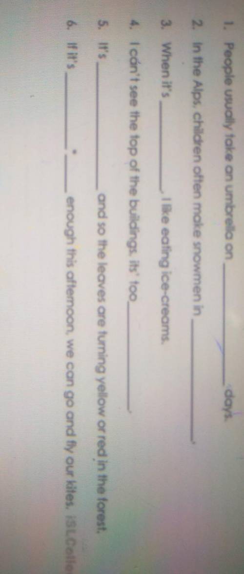 Complete the following sentences with one of the 16 words above