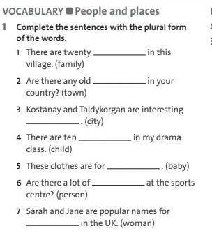 Complete the sentences with the plural form of the words
