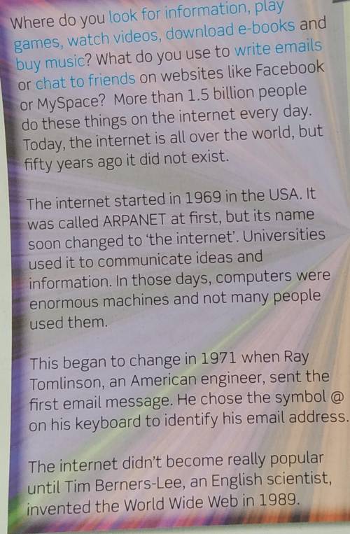 1 Read the introduction of the text. Which of thethings in blue do you do on the internet?