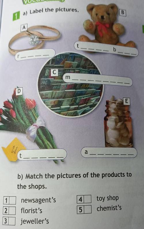 Vocabulary 1 a) Label the pictures.BA31tb23mDEat