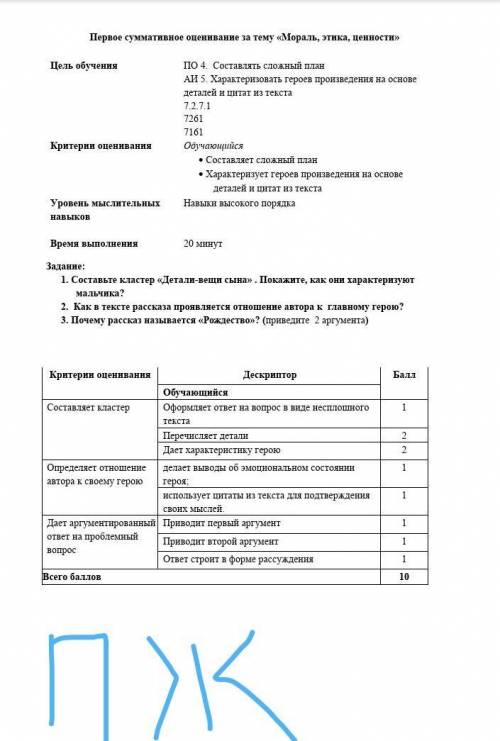 Уровень мыслительных навыков Навыки высокого порядка Время выполнения20 минутЗадание: 1. Сос