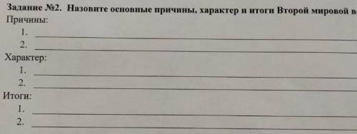Задание №2. назовите основные причины, характер и итоги второй мировой войны.