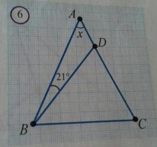12. Найдите угол х, если AB= AC, BD= ВС на ри- сунке 6. только с понятным обяснением