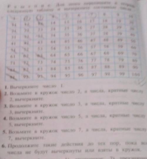 Решение. Для этого перепишите в тетральследующую таблицу и вычеркните составные числа.