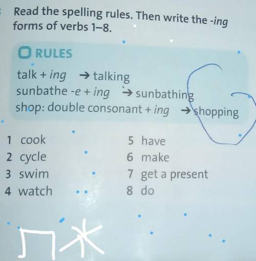 Read the spelling rules.Then write the-ing forms of verbs1-8​
