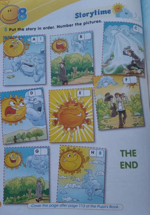 второй класс 5 Put the story in order. Number the pictures.А.1ВСDЕFGH