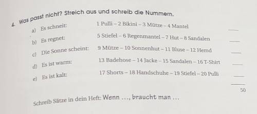 4Was passt nicht? Streich aus schreid die Nummern.