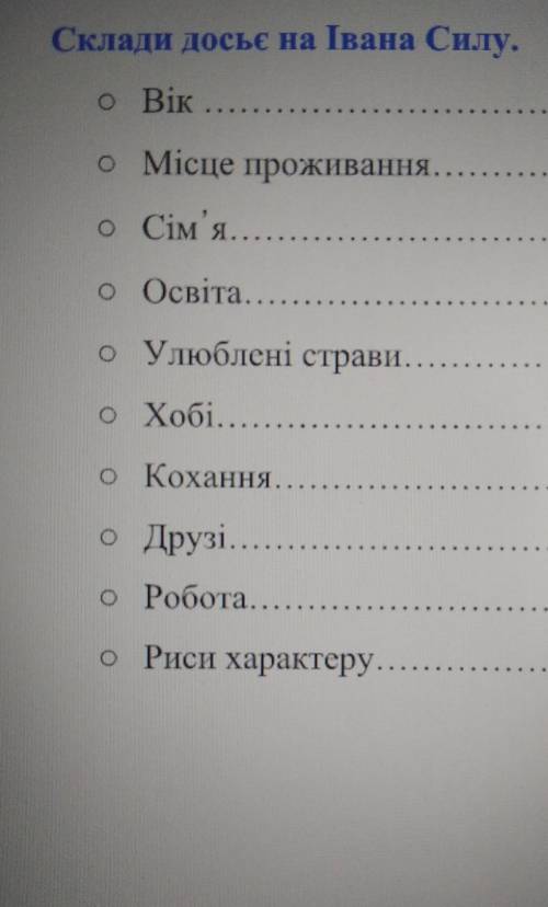 Скласти досьє на Івана Силу.