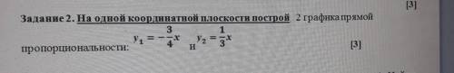 Задание 2. На одной координатной плоскости построй 2 графика прямой 1у = --х1,3пропорциональности: