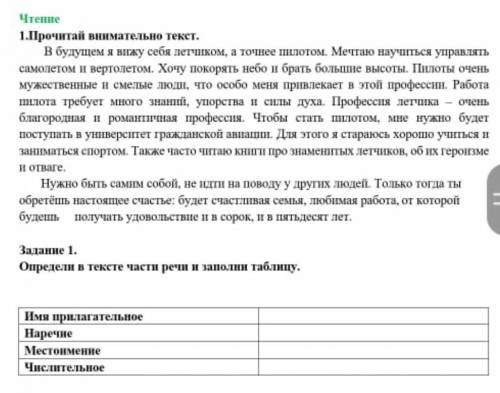 Найди у тексте эти части речи 