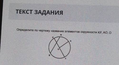 Определите по чертежу название элементов окружности KE, AOOХ