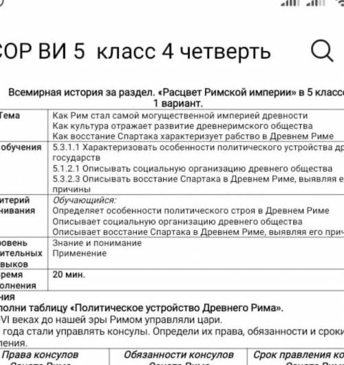 Всемирная история сор за четвёртую четверть пятый класс