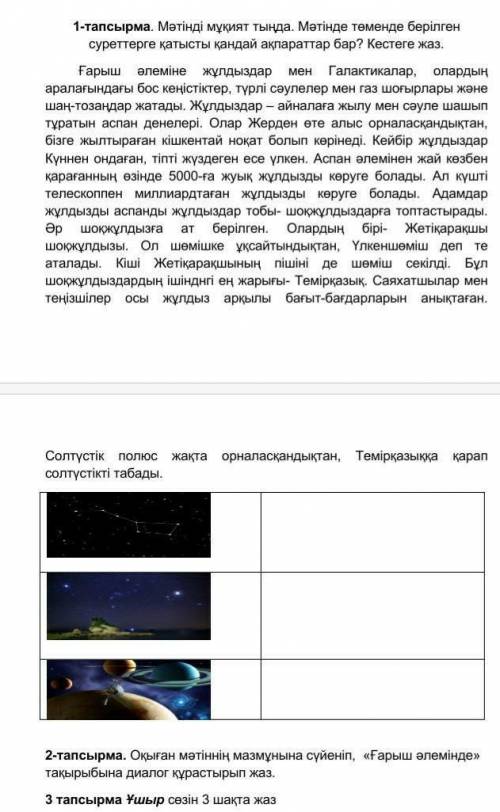 мәтінді мұқият тыңда.мәтінде төменде берілген суреттерге қатысты қандай ақпарат бар?кестеге жаз 